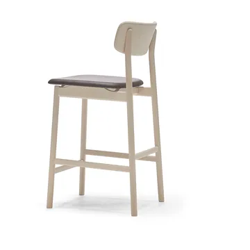Prima Vista barkruk - leer Elmosoft donkerbruin-licht matgelakt berkenhouten onderstel, 65 cm - Stolab