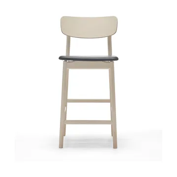 Prima Vista barkruk - leer Elmosoft zwart-licht matgelakt berkenhouten onderstel, 65 cm - Stolab