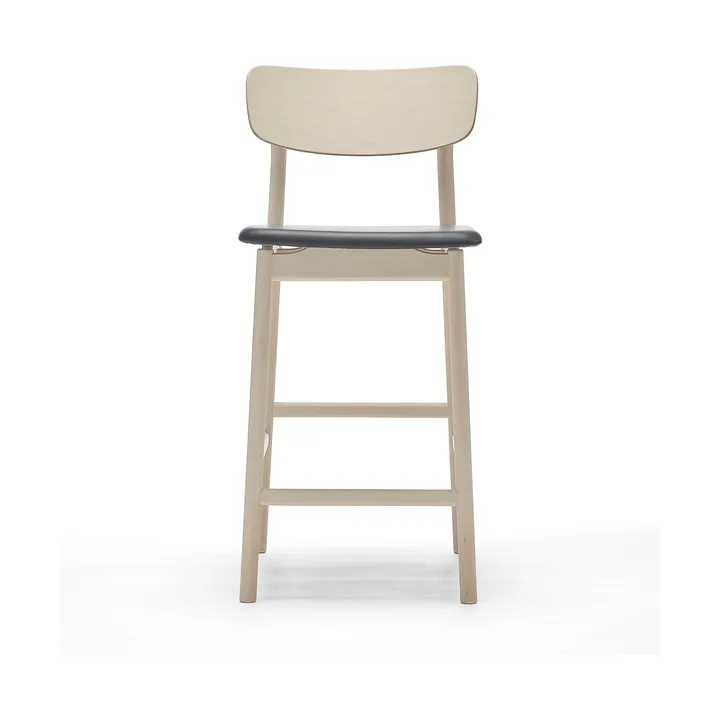 Prima Vista barkruk - leer Elmosoft zwart-licht matgelakt berkenhouten onderstel, 65 cm - Stolab