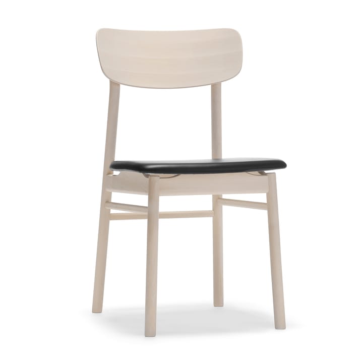 Prima Vista stoel berkenhout licht matte lak - Leder Elmotique VII 99001 black - Stolab