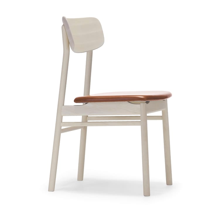 Prima Vista stoel berkenhout lichte matte lak, Leer elmotique 43807 cognac Stolab