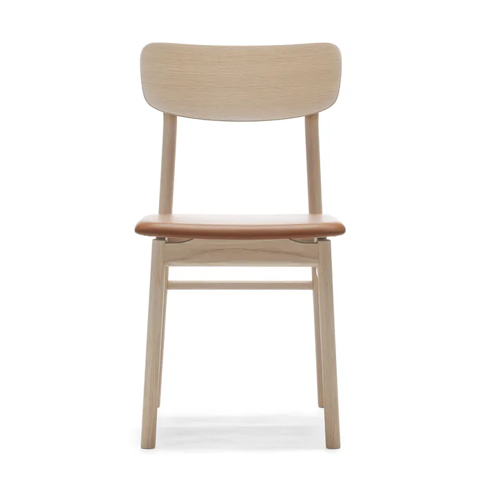 Prima Vista stoel licht matgelakt eikenhout - Leer Elmosoft 43807 cognac - Stolab