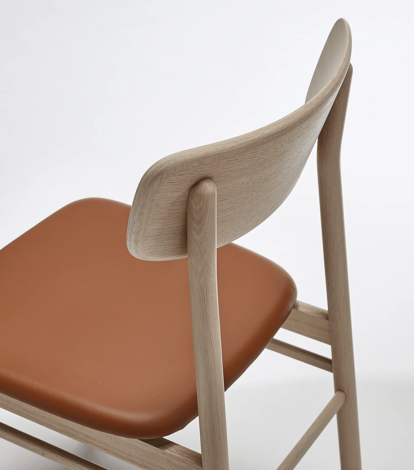 Prima Vista stoel licht matgelakt eikenhout, Leer Elmosoft 43807 cognac Stolab