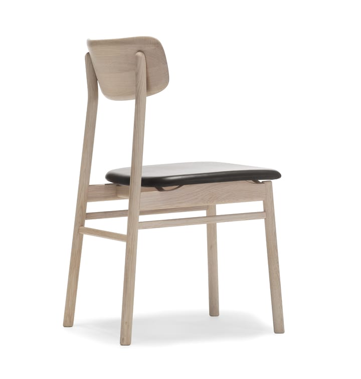 Prima Vista stoel licht matgelakt eikenhout - Leer elmotique 99001 zwart - Stolab