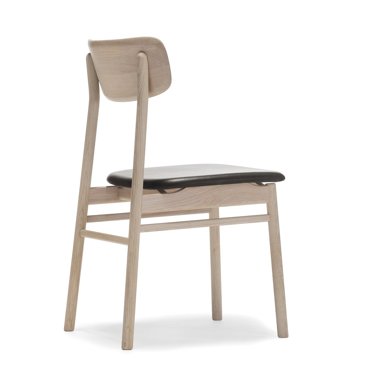 Stolab Prima Vista stoel licht matgelakt eikenhout Leer elmotique 99001 zwart