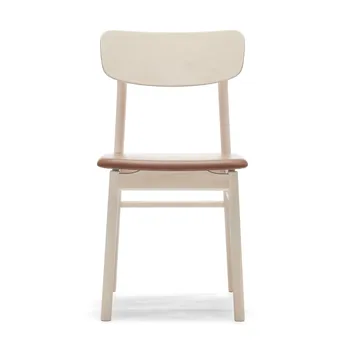 Prima Vista stoel witgeolied berkenhout - Leer Elmosoft 43807 cognac - Stolab