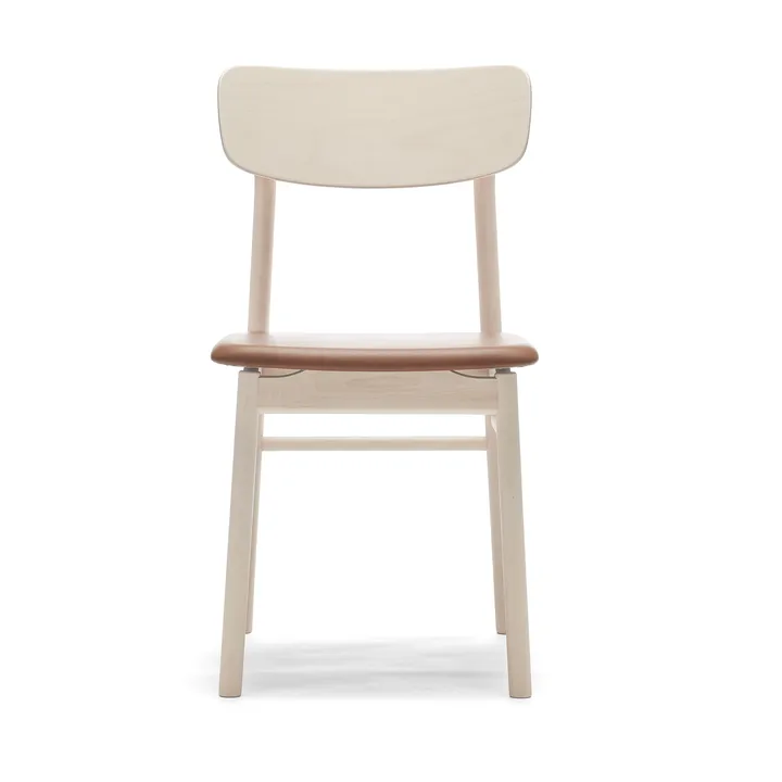 Prima Vista stoel witgeolied berkenhout - Leer Elmosoft 43807 cognac - Stolab