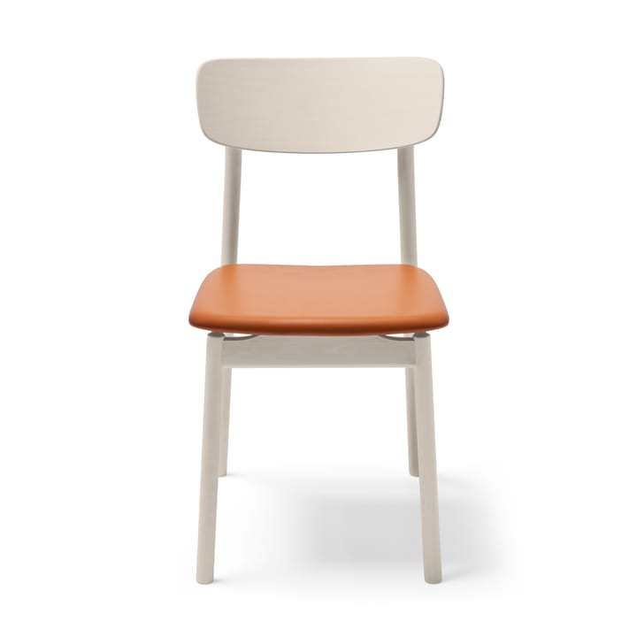 Prima Vista stoel witgeolied berkenhout - Leer elmotique 43807 cognac - Stolab