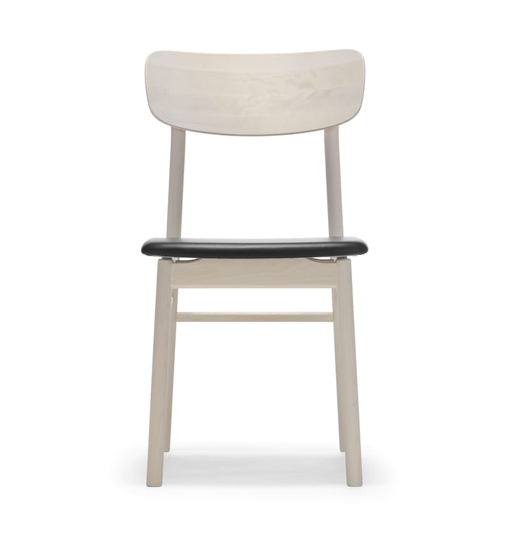 Prima Vista stoel witgeolied berkenhout - Leer elmotique 99001 zwart - Stolab
