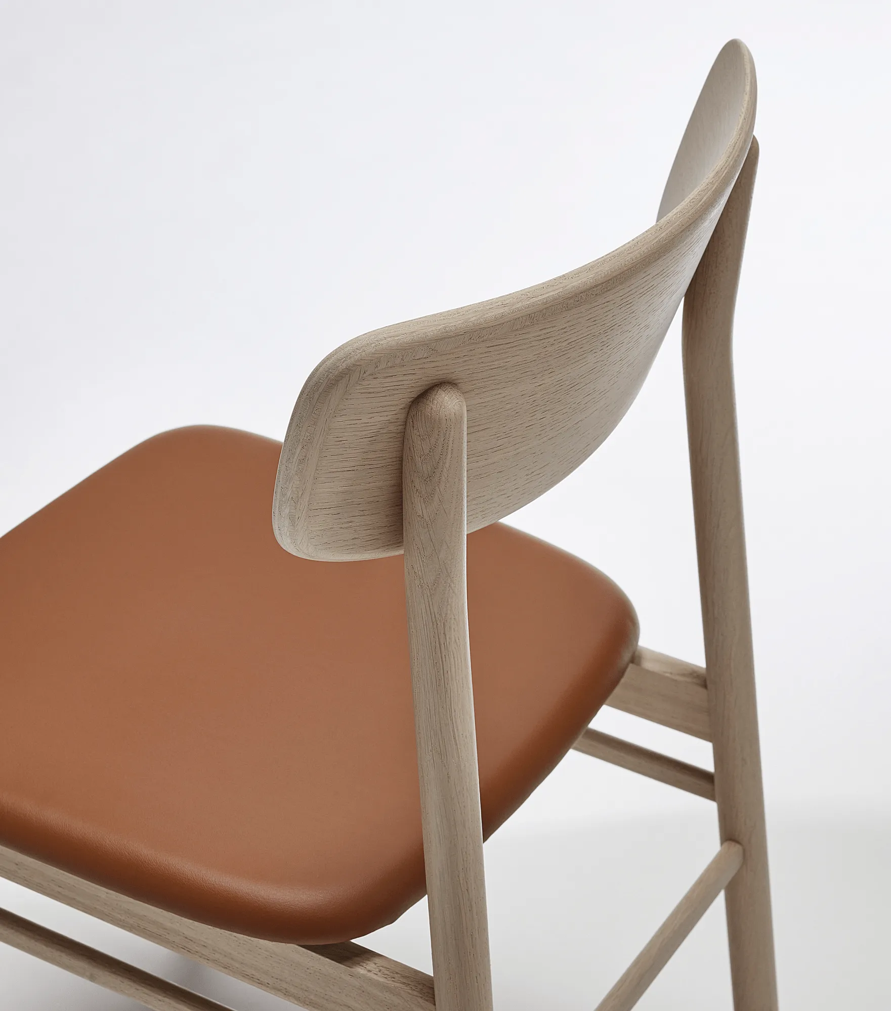 Prima Vista stoel witgeolied eikenhout, Leer Elmosoft 43807 cognac Stolab