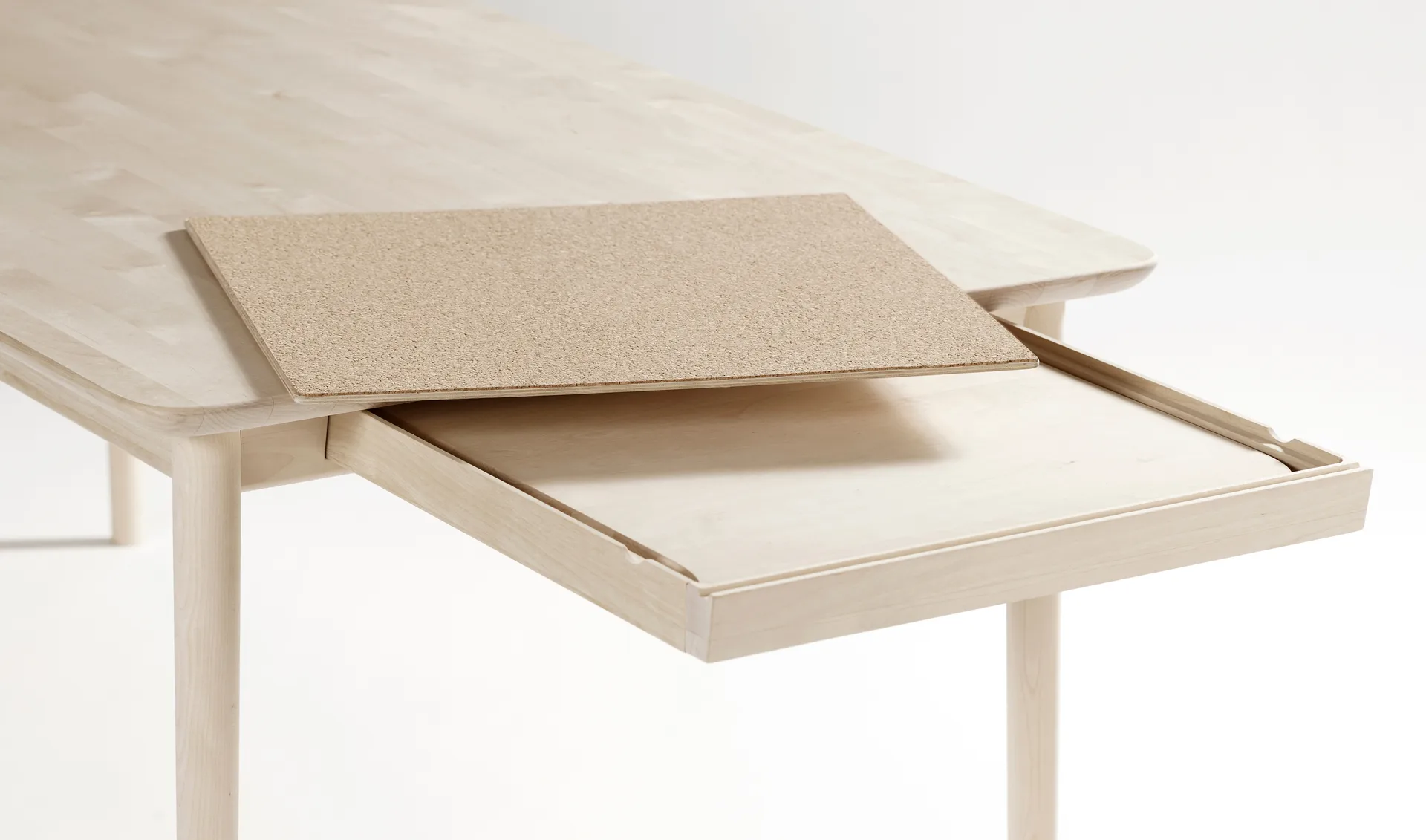 Prima Vista tafel, Berkenhout witte olie 120x90 cm witte olie + 1 inlegblad Stolab