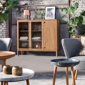 Prio Hoog dressoir - eikenhout naturel olie, glazen deur - Stolab