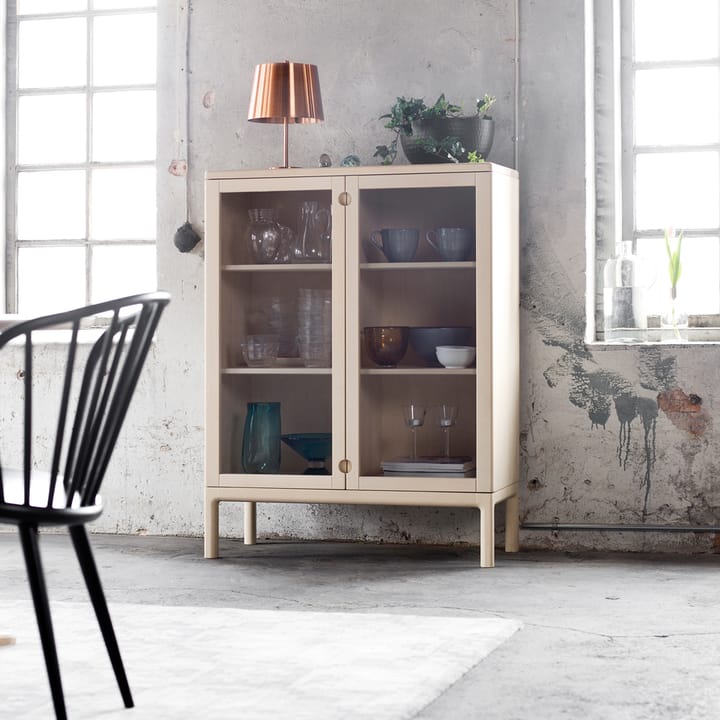 Prio kast hoog, berkenhout witgeolied, glazen deur Stolab