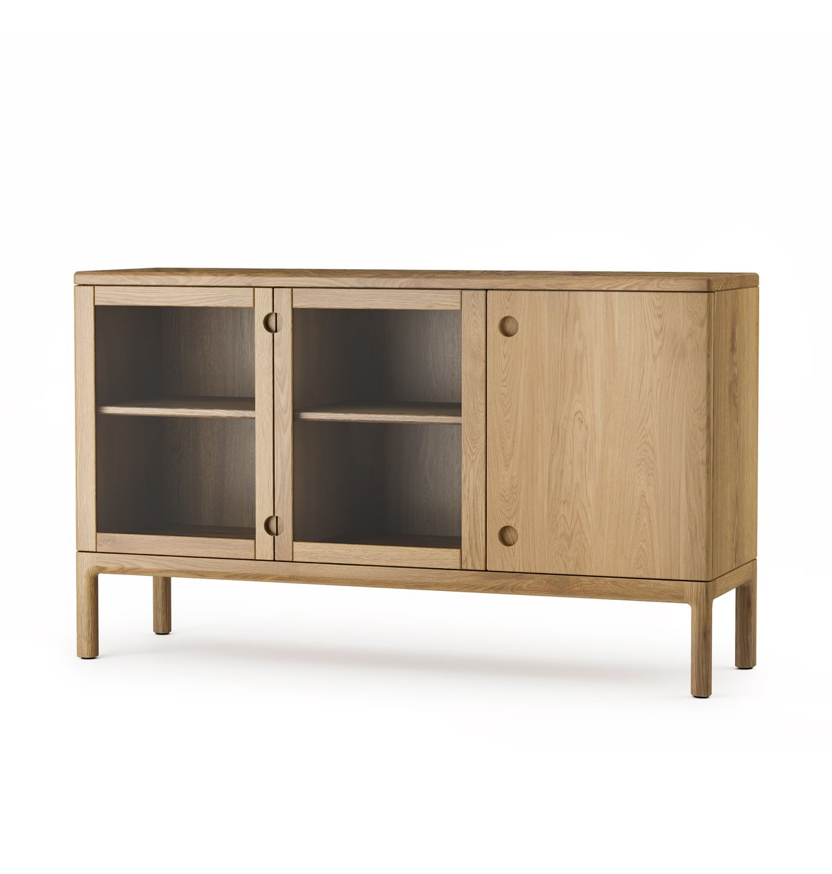 Stolab Prio Medium dressoir eikenhout naturel olie, glazen deur