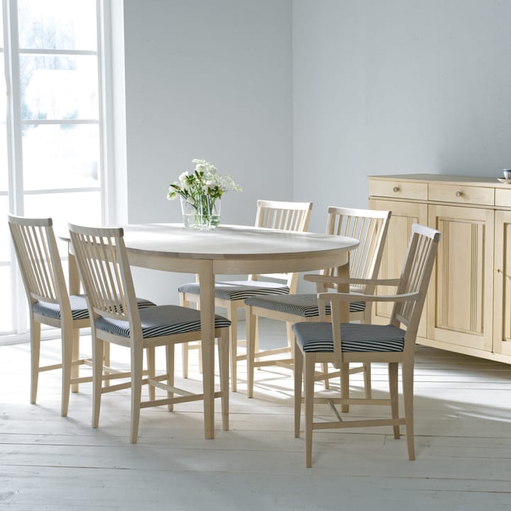 Vardags eettafel 160x100 cm, berkenhout licht matgelakt, 1 inlegblad Stolab