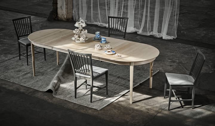 Vardags eettafel 160x100 cm, Berkenhout lichtgrijs 51, 2 inlegbladen Stolab