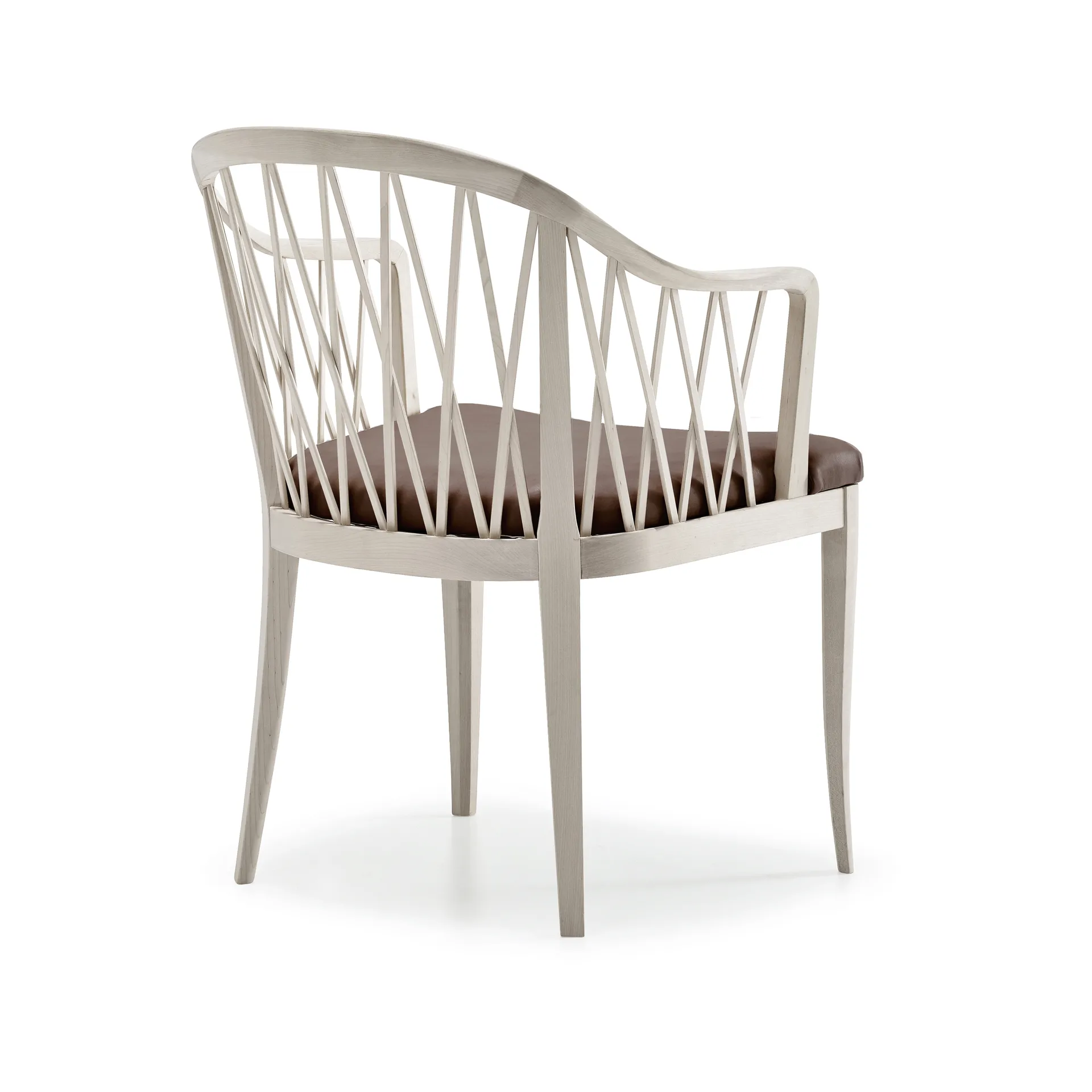 Widemar stoel met armleuningen, leer donkerbruin, geolied berkenhout Stolab