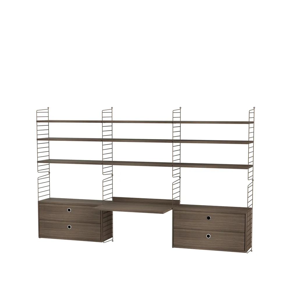 String kantoor walnoot & bruin - Combinatie F | Scandinavisch Interieur | Bruin