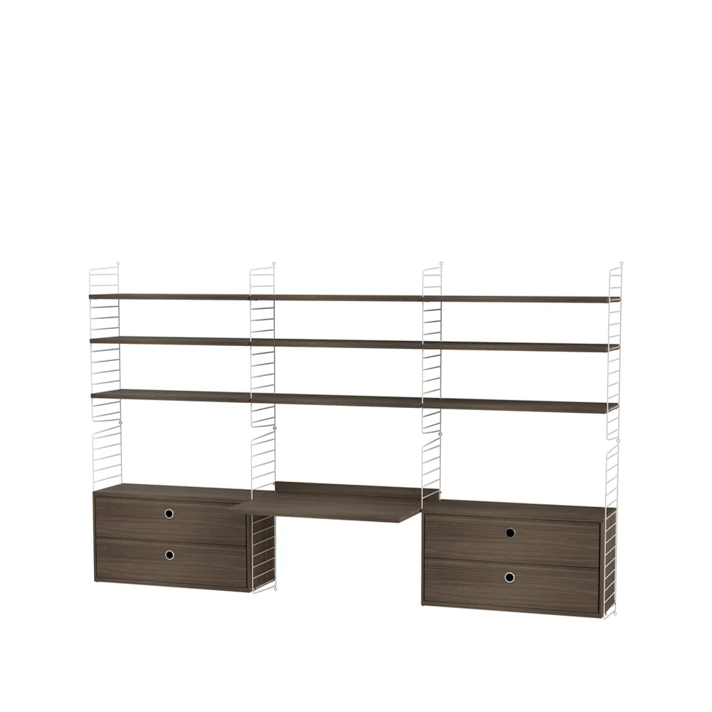 String kantoor walnoot & wit - Combinatie F,  String