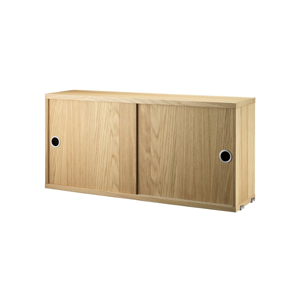 String kast met schuifdeur eik, 78x20 cm | Scandinavisch Interieur | Vitrinekasten | Beige