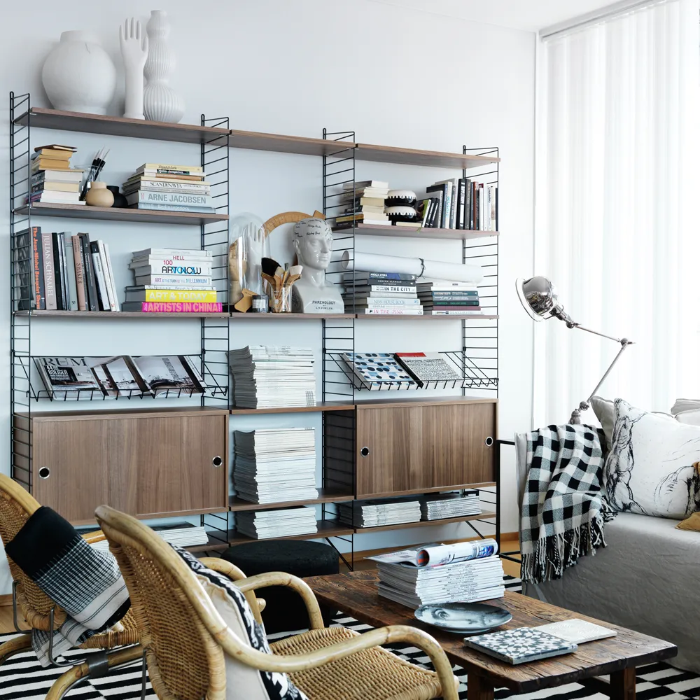 String kast met schuifdeur, essenfineer, 78x20 cm String