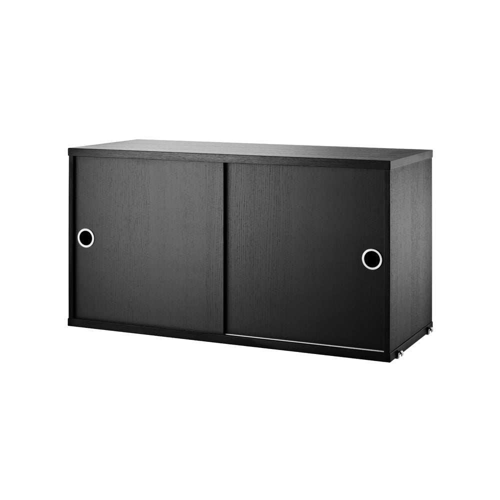 String kast met schuifdeur essenhout zwarte beits, 78x30 cm