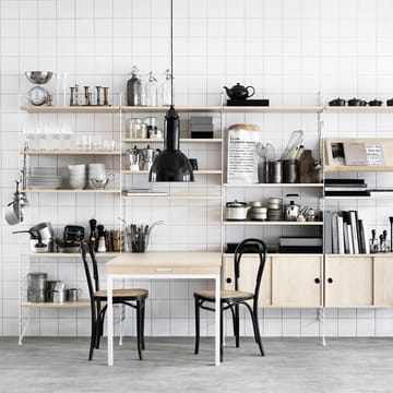 String klaptafel - Walnoot-witte metalen poten - String