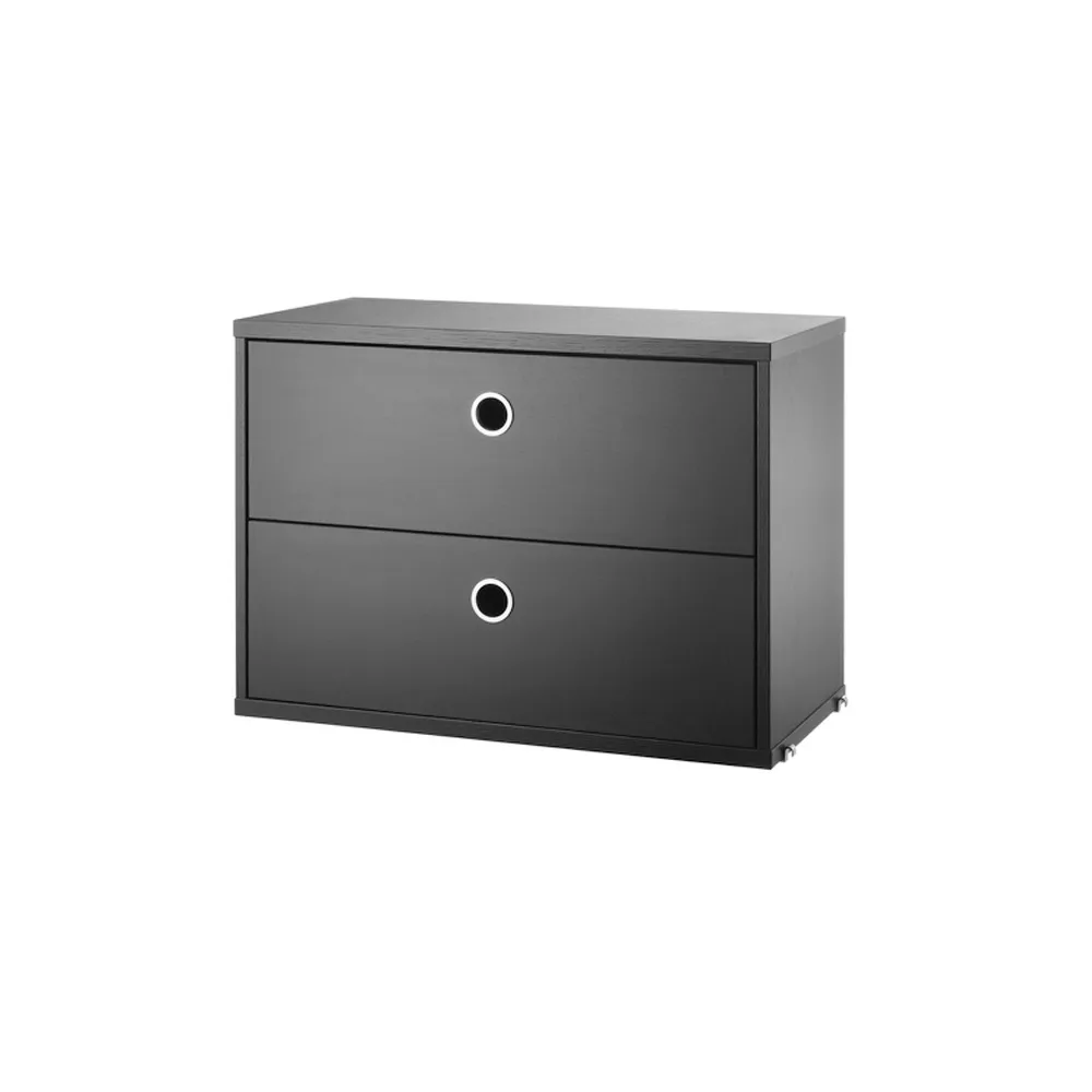 String ladekast, essenhout zwarte beits, 58x30 cm String