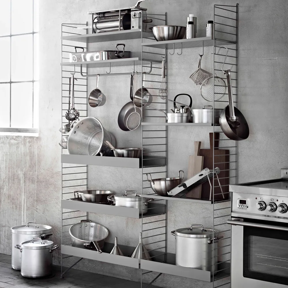 String metalen plank, grijs, 78x30 cm, hoge rand String