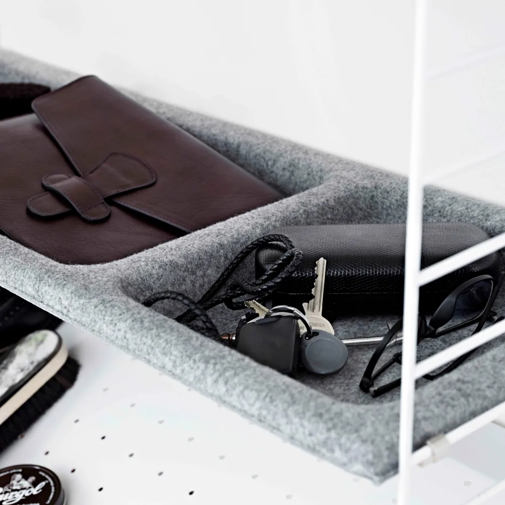 String opbergbak, lichtgrijs, vilt, 78x30cm String