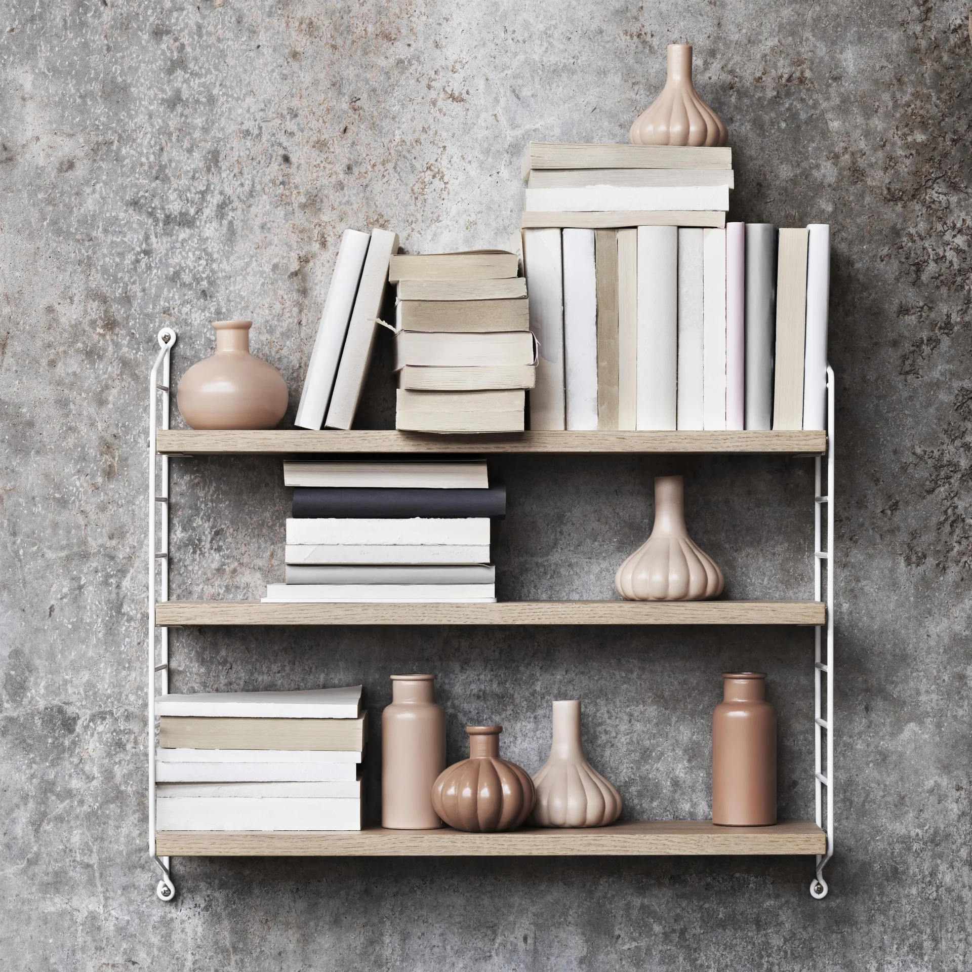 String Pocket boekenplank eiken-wit, eiken-wit String