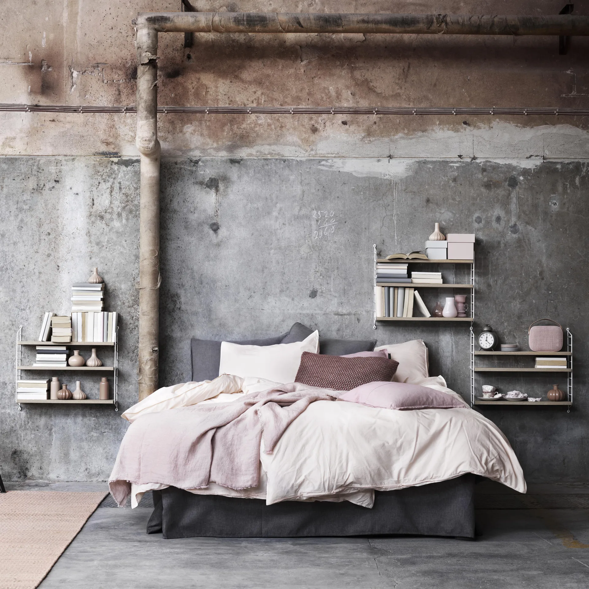 String Pocket boekenplank eiken-wit, eiken-wit String