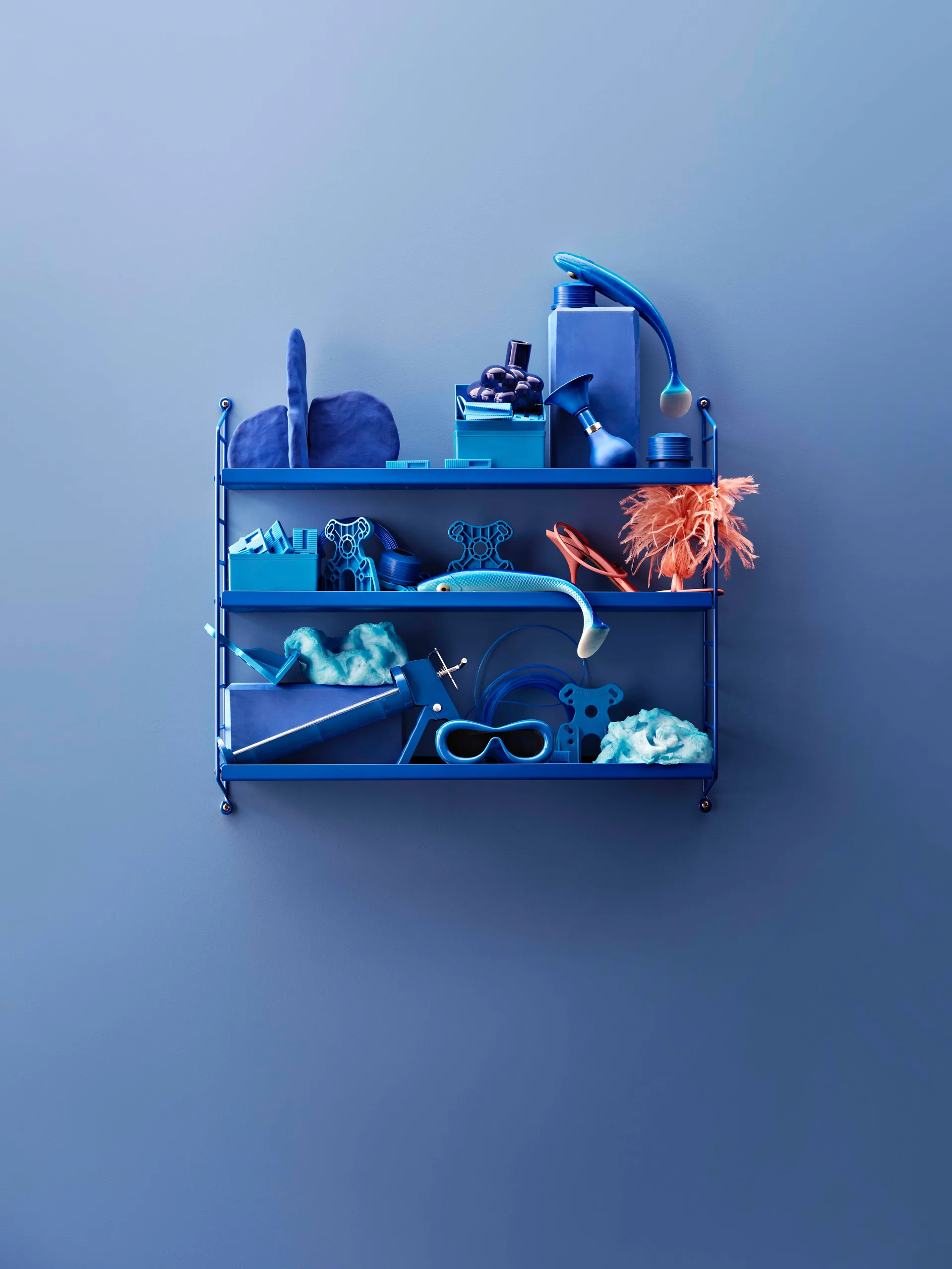 String Pocket boekenplank metaal, Blauw String