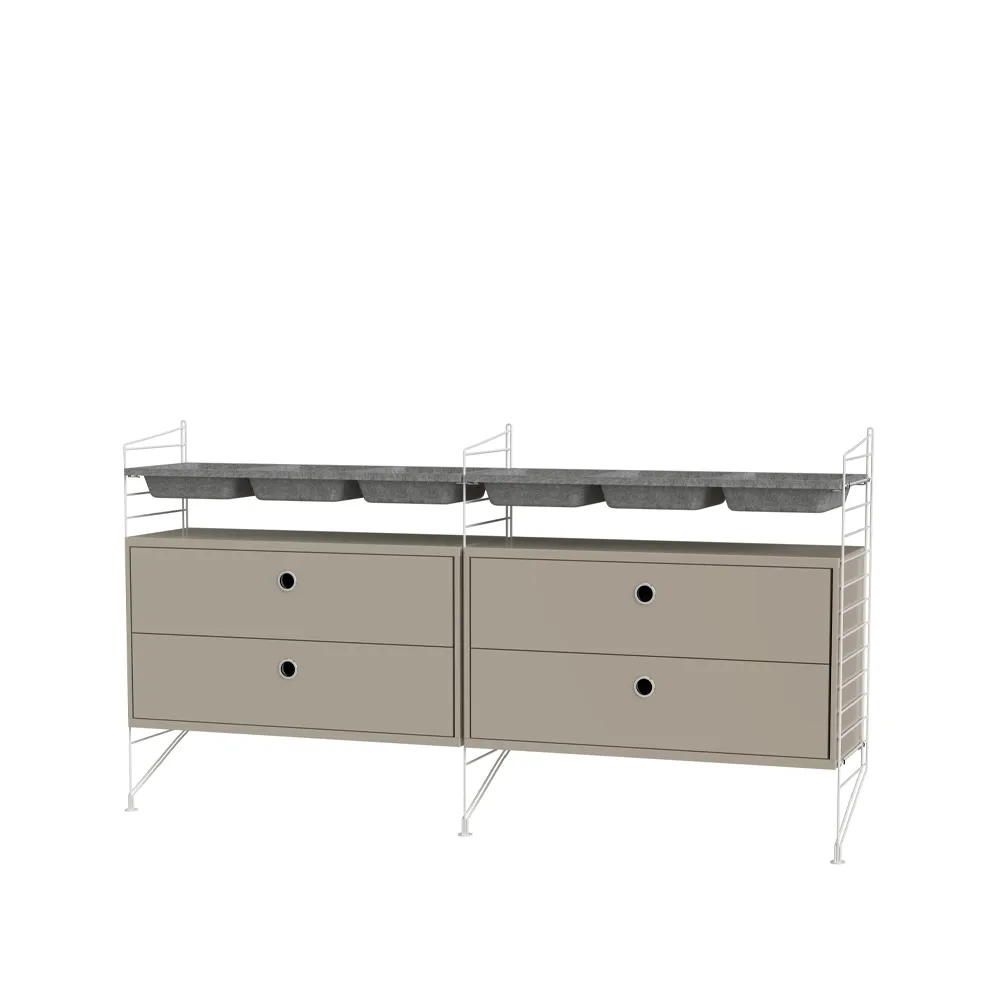 String slaapkamer beige & wit - Combinatie G,  String