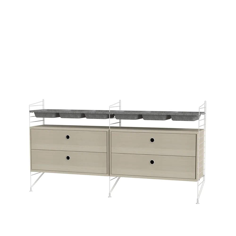 String slaapkamer essenhout & wit - Combinatie G,  String