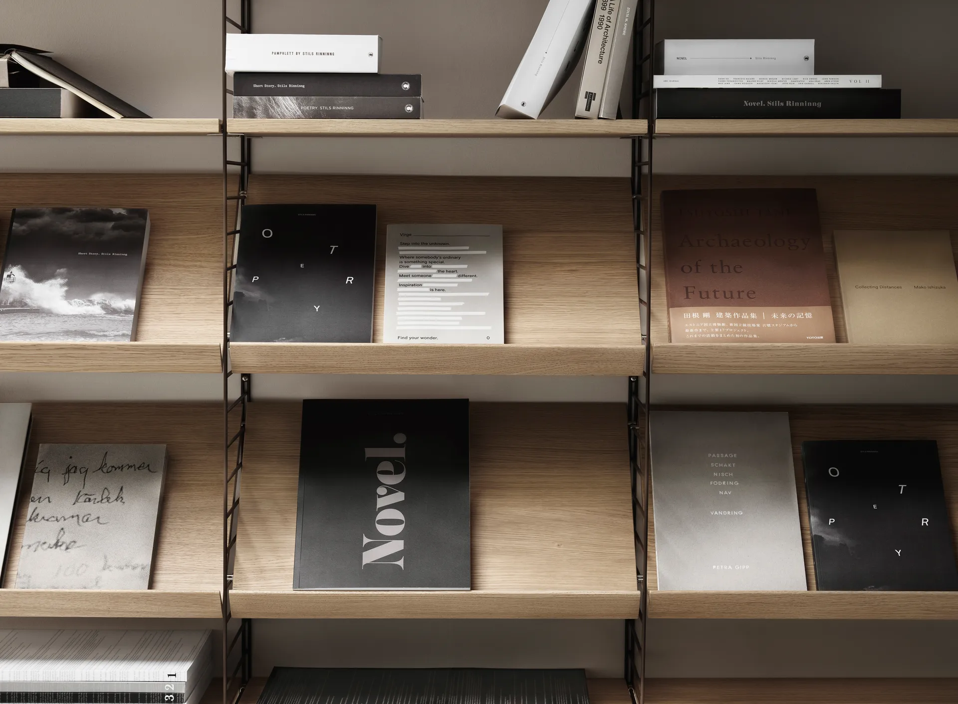 String tijdschriftenrek hout, wit, 58x30 cm String