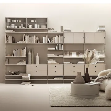 String vitrinekast - Essenhout zwarte beits, 78x30 cm - String