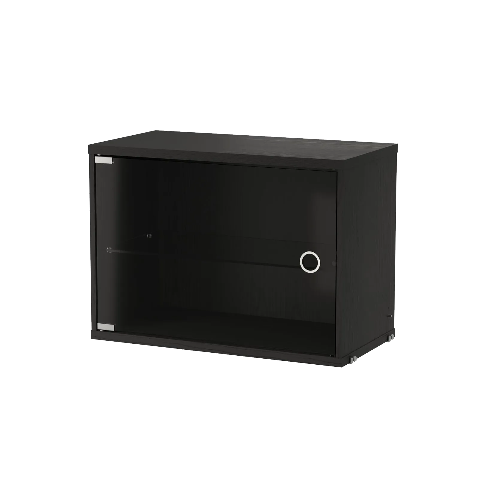 String vitrinekast, Zwart gebeitst essenhout, 58x30 cm String