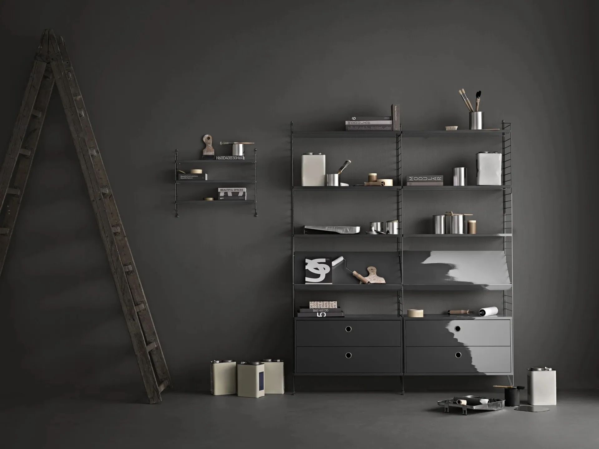 String wandpaneel, Donkergrijs, 50x20 cm, 1-pack String