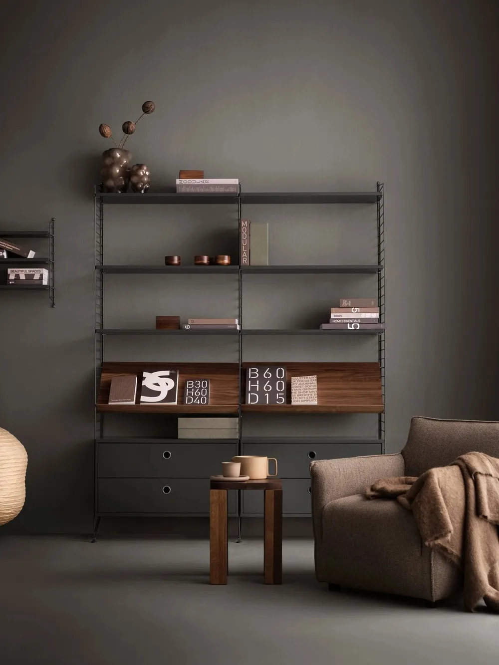 String wandpaneel, Donkergrijs, 50x20 cm, 1-pack String