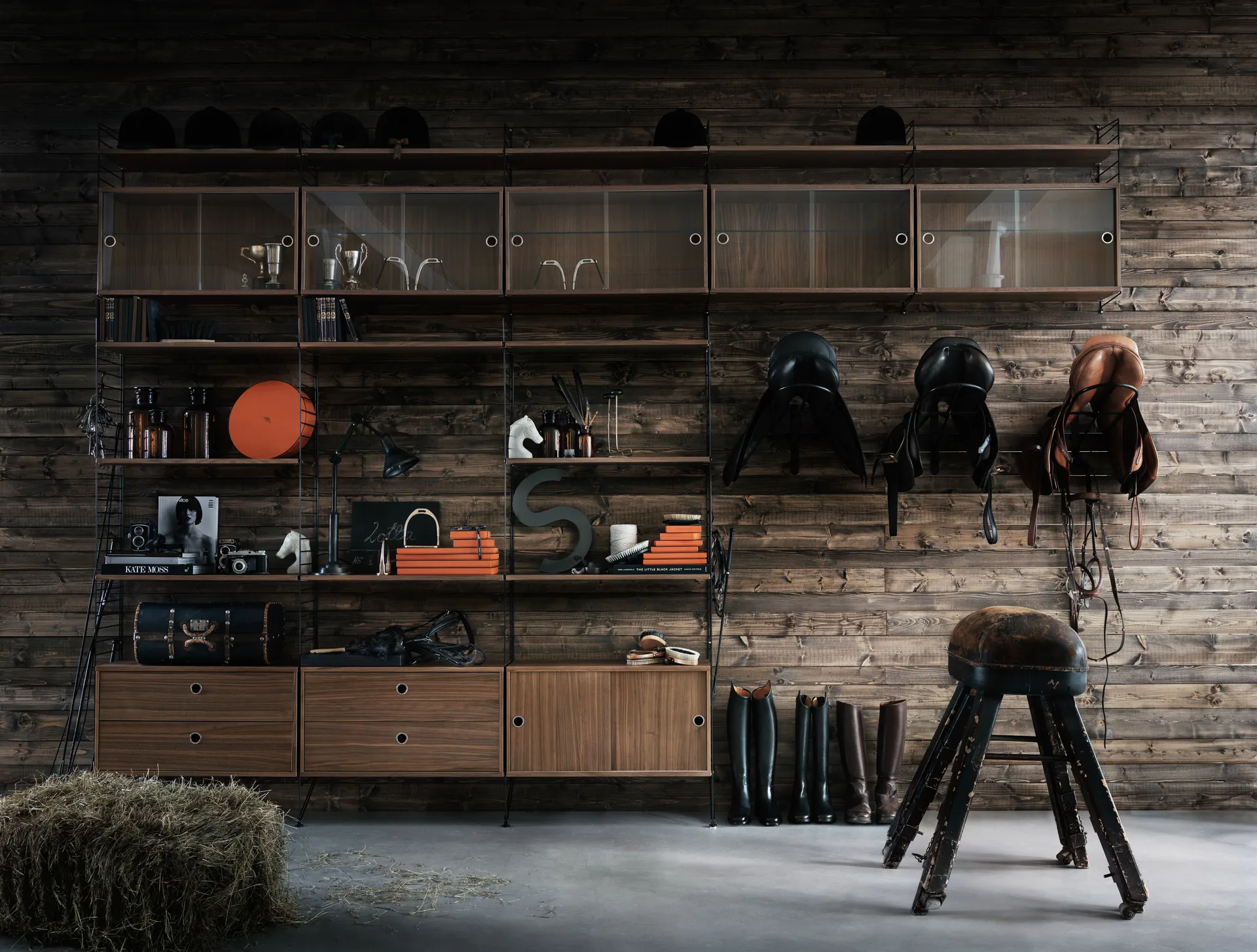 String wandpaneel, Zwart, 75x30 cm, 2-pack String