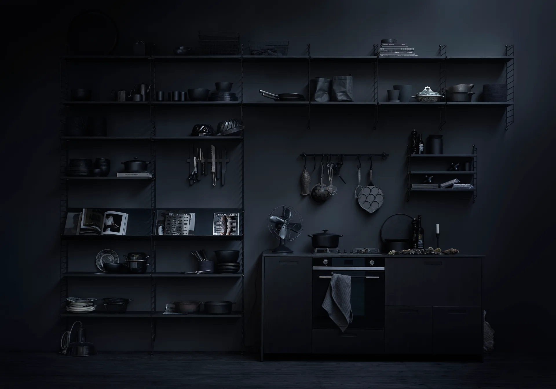 String wandpaneel, Zwart, 75x30 cm, 2-pack String