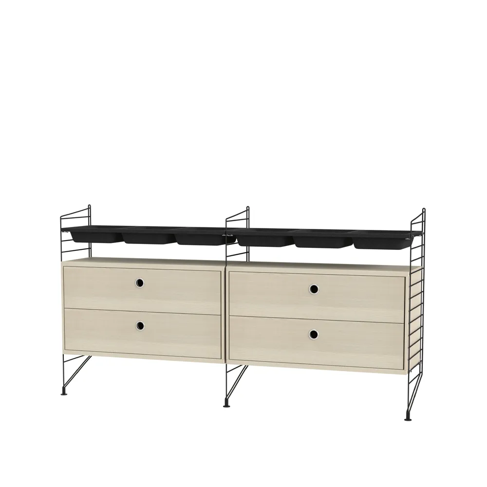 String woonkamer essenhout & zwart - Combinatie G String