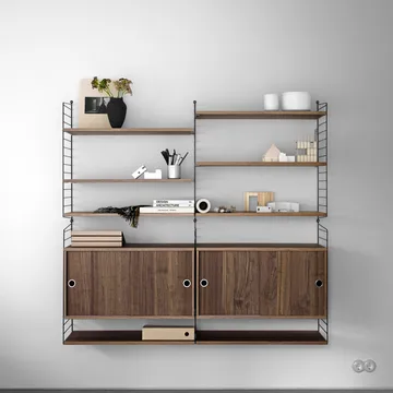 String woonkamer walnoot & zwart - Combinatie I - String