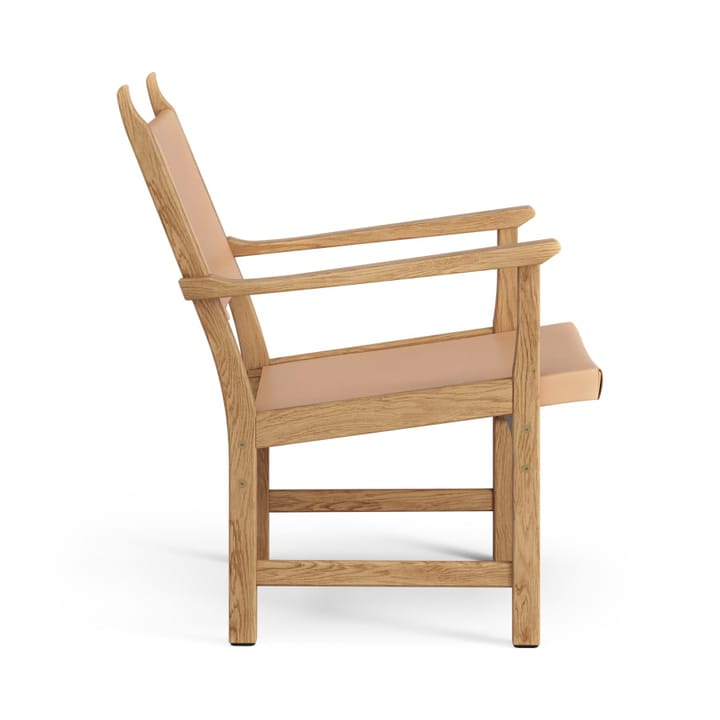 Caryngo fauteuil, Geolied eikenhout, leer naturel Swedese