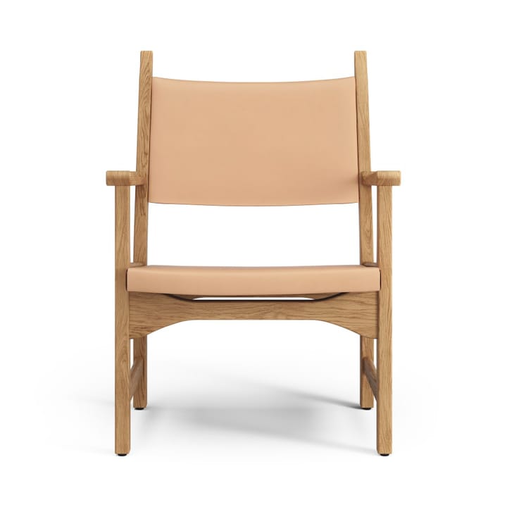 Caryngo fauteuil, Geolied eikenhout, leer naturel Swedese