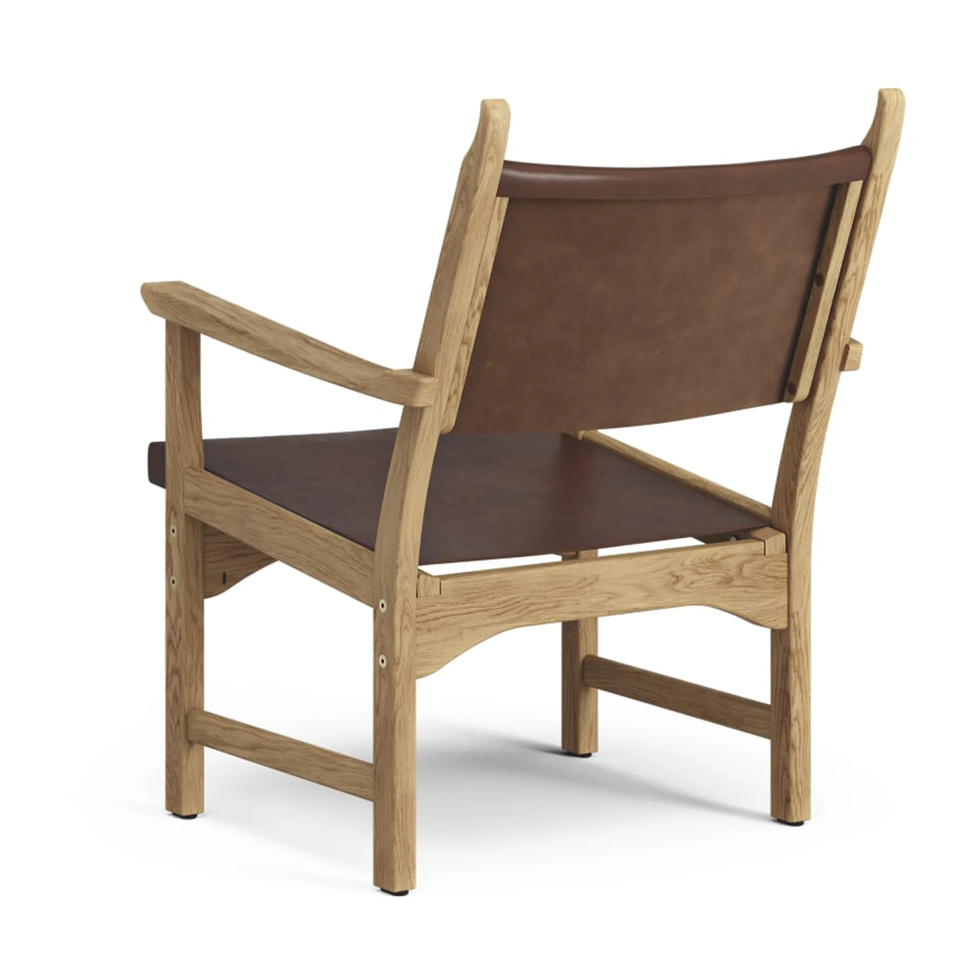Caryngo fauteuil, Geolied eikenhout-leer roodbruin Swedese
