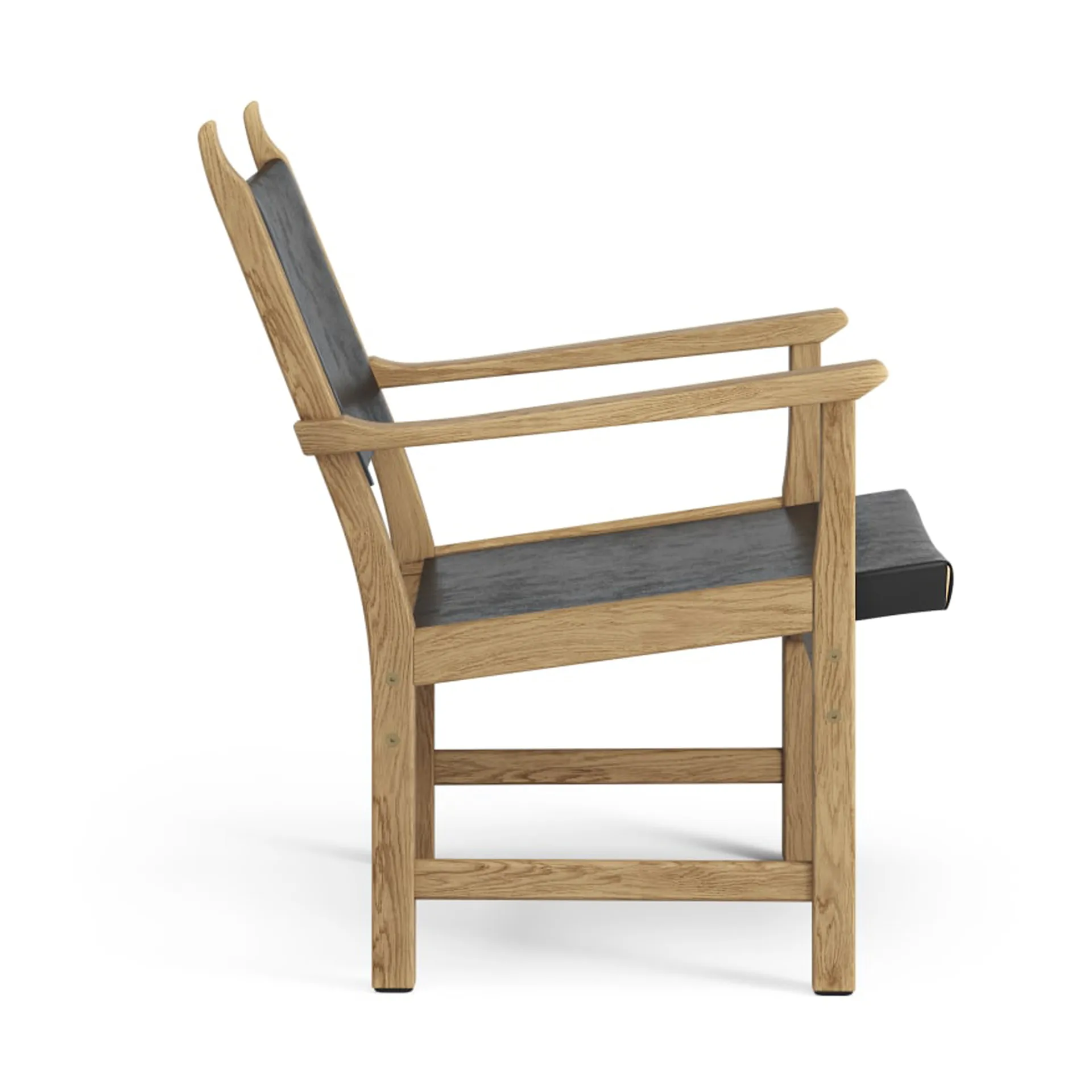 Caryngo fauteuil, Geolied eikenhout-leer, zwart Swedese
