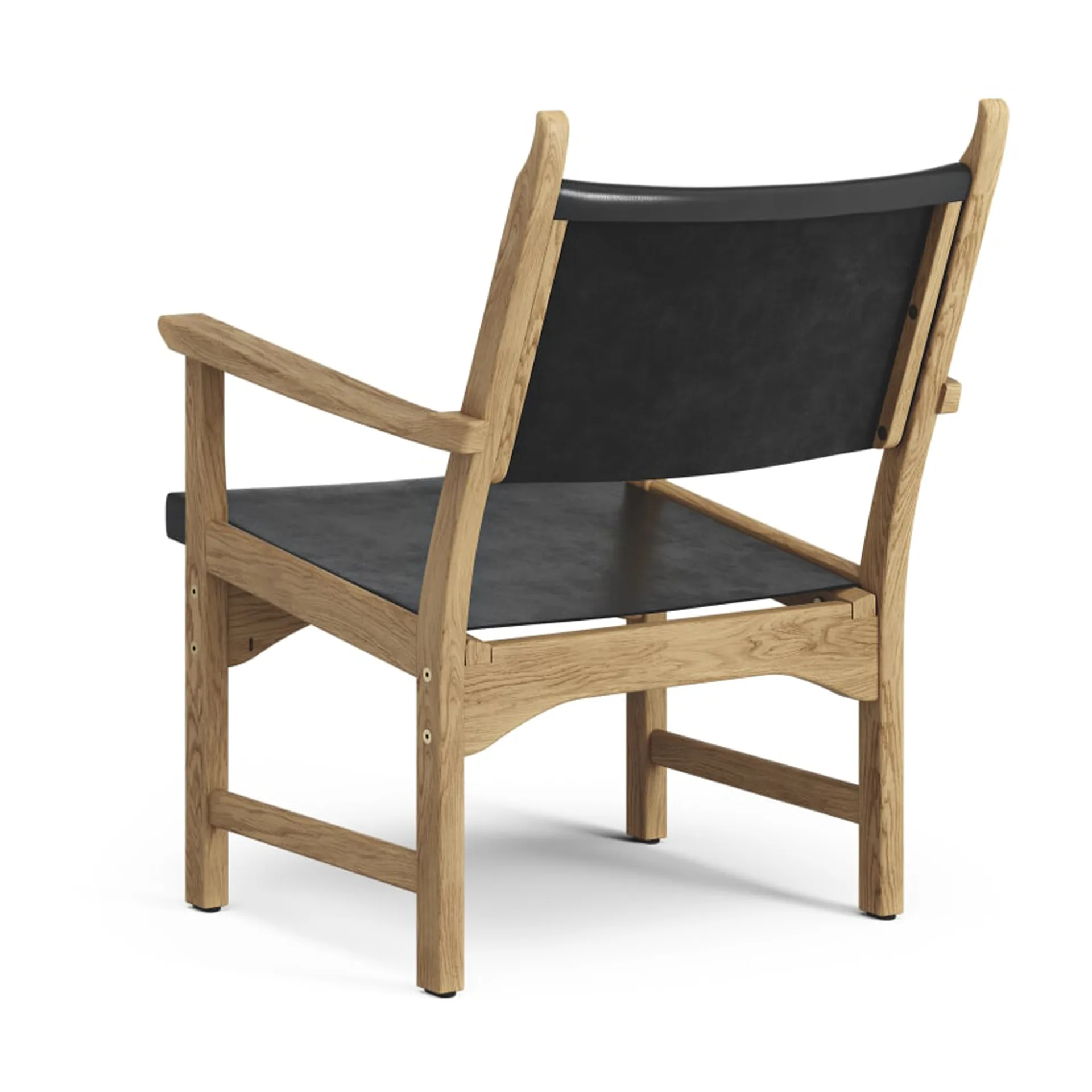 Caryngo fauteuil, Geolied eikenhout-leer, zwart Swedese