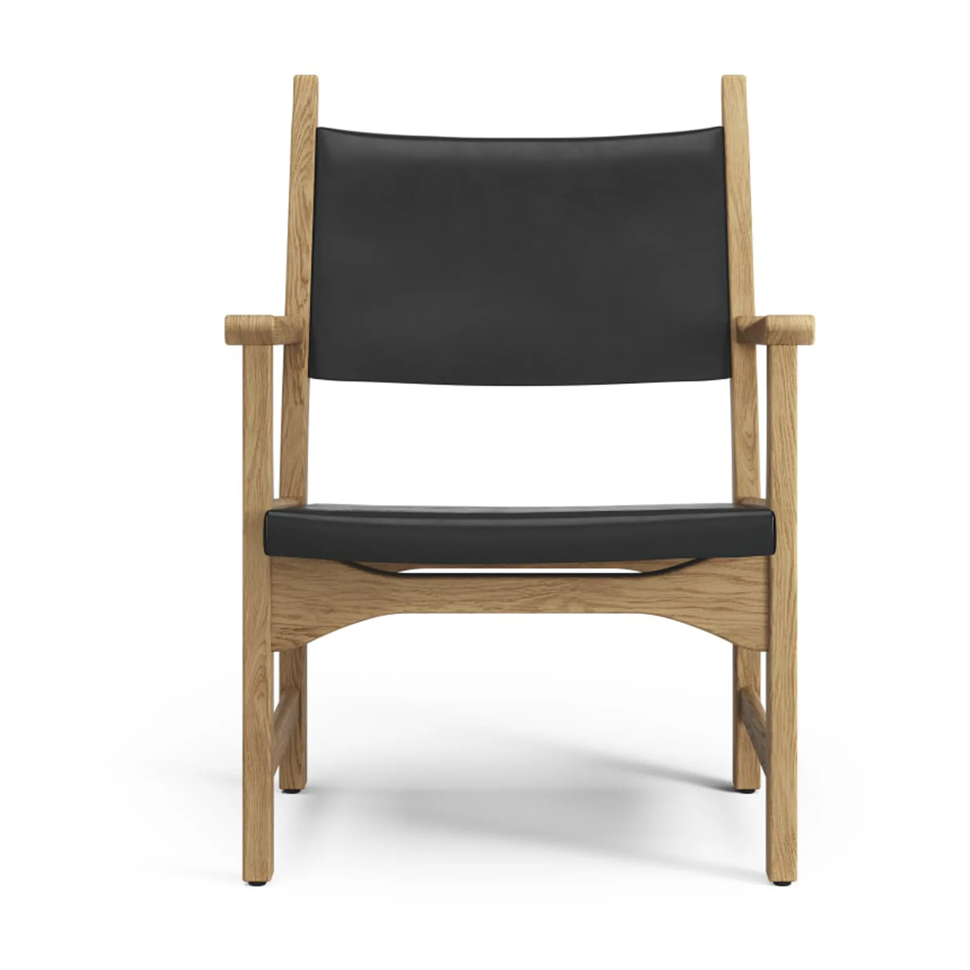 Caryngo fauteuil, Geolied eikenhout-leer, zwart Swedese